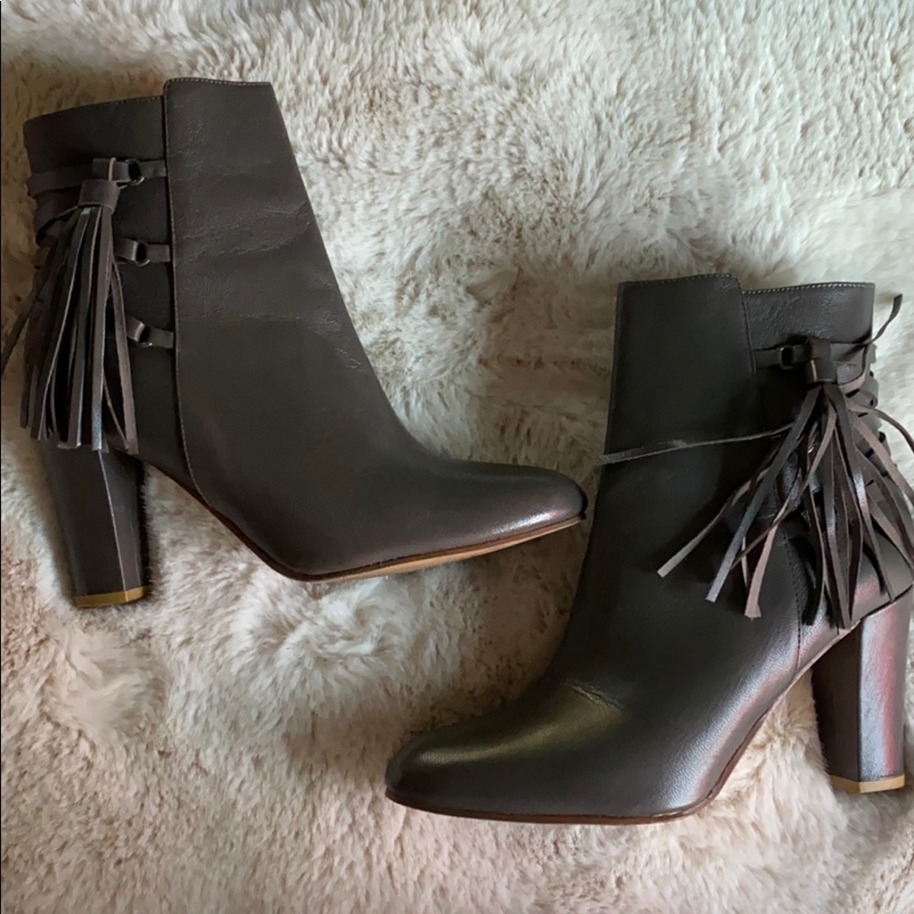 Halogen Gray Tassel Booties